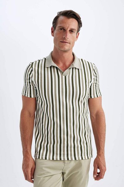 DeFacto Slim Fit Slim Fit Striped Short Sleeve Polo T-Shirt D4795Ax24Sm