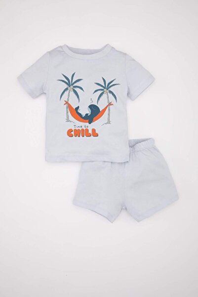 DeFacto Erkek Bebek Pijama Takımı Penye Baskılı Kısa Kollu Üst Şort C5194A524HS