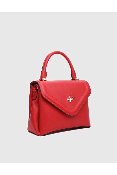 İLVİ Brazilya Baskılı Deri Kadın Kırmızı El Çantası