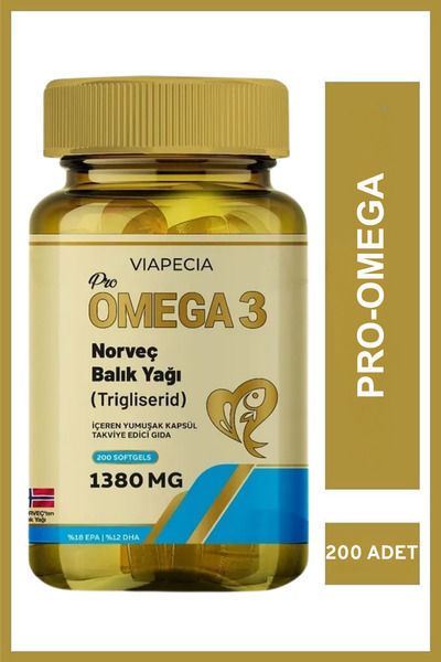 Viapecia Norveç Balık Yağı Omega 3 1380 Mg Aromasız Soft Jel Kapsül 200 Adet - Mide Dostu Takviye
