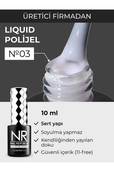 Nail Republic Tırnak Jeli Beyaz Liquid Polijel 3 – 10ml, Manikür Ve Tırnak Uz...