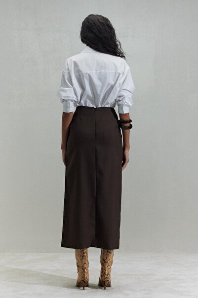 Suud Collection Brown Zero Wrap Thick Skirt