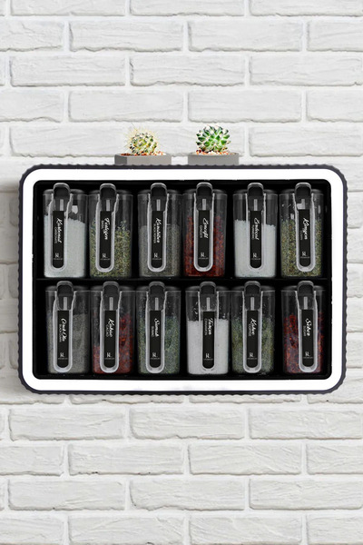 Kitchen Life Set de 12 etichete ușoare, rezistente la rupere - recipient pentru condimente, cu capac și suport