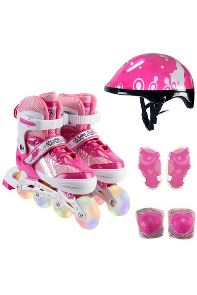 ACTION ONE Set de role Pinky, cu casca, protectii si geanta transport, reglabile, M (35-38), roz