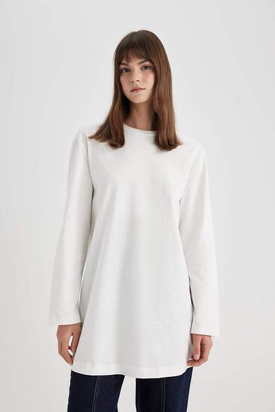 DeFacto Regular Fit Rundhalsausschnitt Basic Langarm T-Shirt Tunika B2586ax24sp