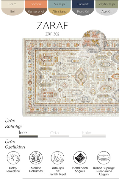 Cool Halı Zaraf Krem Halı Etnik Desen Bohem Ev Oda Halısı Modern Oturma Odası Salon İnce Yazlık Halı