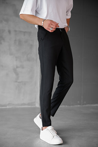 MODAMESTO Erkek Siyah Slim Fit Kumaş Pantolon