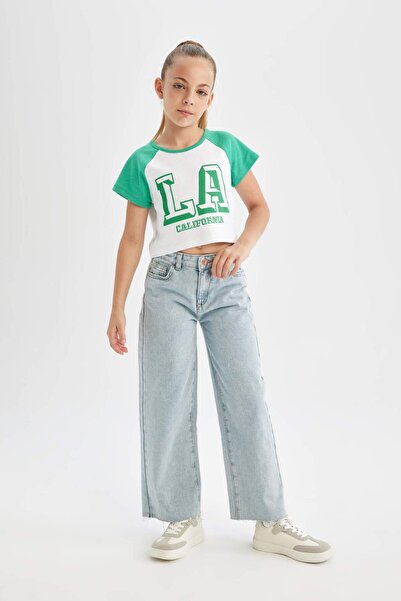 DeFacto Κορίτσι - T-shirt με λαιμόκοψη Crop Crew C4452a8gn322mc