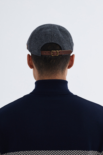 Nordbron Men's Black Plain Thick Cap Hat Label Detailed Elastic Design Woolen Soft Textured Basic Qetri
