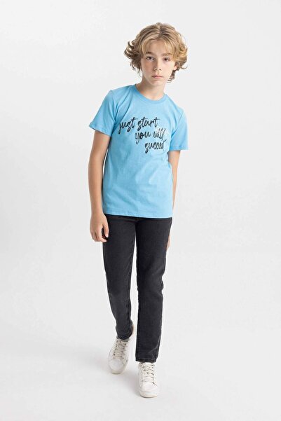 DeFacto Tricou cu mânecă scurtă pentru băiat cu decolteu triplu - C6886A824HS