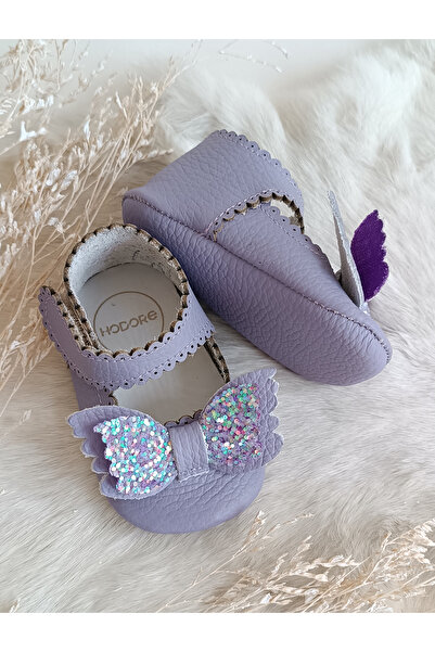 Hodore Angel Lilac Genuine Leather Baby Loafer Booties