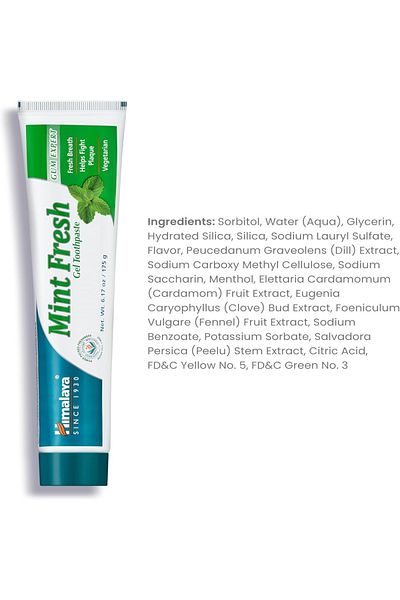 Himalaya معجون أسنان عشبي بنكهة النعناع المنعش، 3 عبوات × 125 جم، تنظيف عشبي، نفس منعش بنكهة النعناع، وحماية يومية للفم