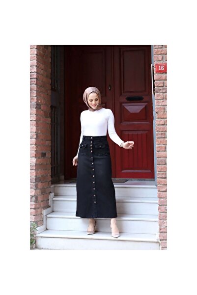 VELLICHOR Καμπαρντίνα με κουμπιά και τσέπη Hijab Μαύρη