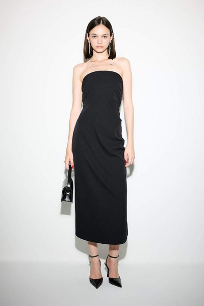 DeFacto Rochie midi neagră, fără bretele, bodycon D0985AX24SM