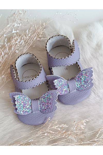 Hodore Angel Lilac Genuine Leather Baby Loafer Booties