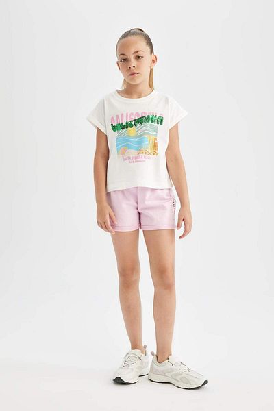 DeFacto Girl's Printed Elastic Waist Shorts D0905A824Hs