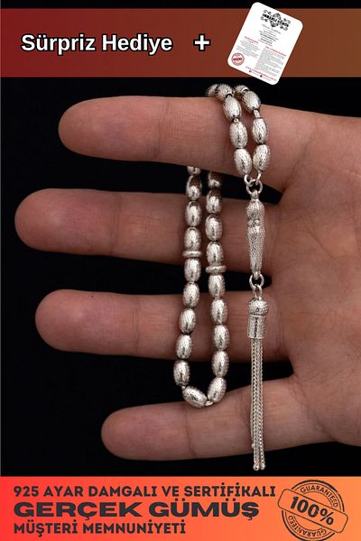 OSMANLI GÜMÜŞ Silver Rosary with Barley Cut Point Medium Size 20 gr