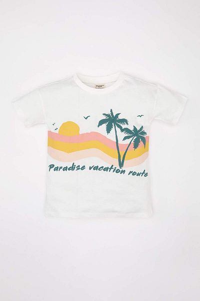 DeFacto Baby Boy Crew Neck Printed Short Sleeve T-Shirt C9098A524Sm