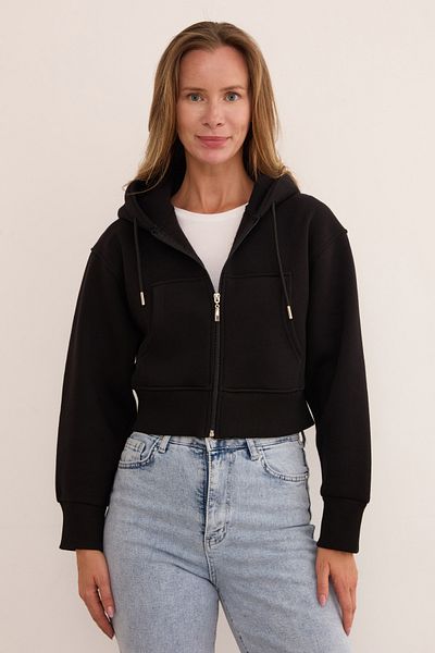 Fulla Moda Φούτερ με κουκούλα 3 κλωστών Basic Crop Hoodie