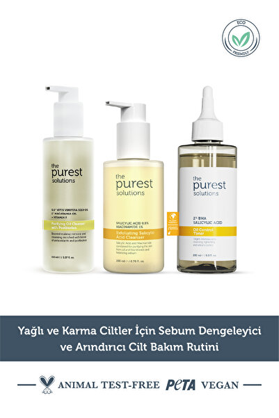 The Purest Solutions Yağlı ve Karma Ciltler için Arındırıcı ve Sebum Dengeleyici Cilt Bakım seti
