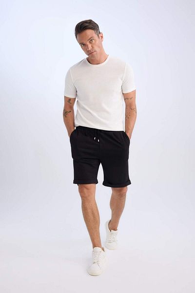 DeFacto Pantaloni scurți Bermuda de vară din piqué cu șireturi în talie A7341AX24SM