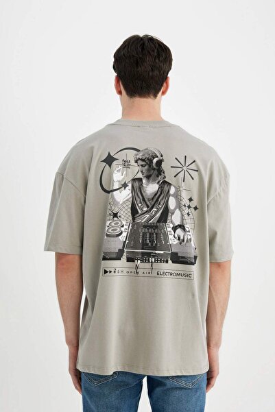 DeFacto Μπλουζάκι με κοντό μανίκι με στάμπα με φαρδύ λαιμόκοψη C7163AX24SM