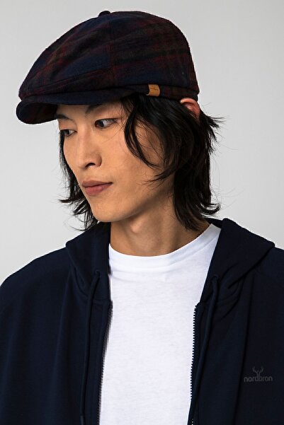 Nordbron Чоловіча темно-синя кепка, сезонна, проста модель, м'яка тканина, зручна, з картатим візерунком
