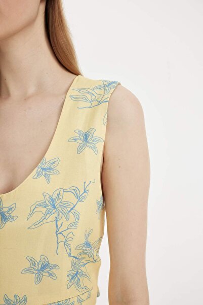 DeFacto Linen Blended Patterned Blazer Vest - D0198AX24SM