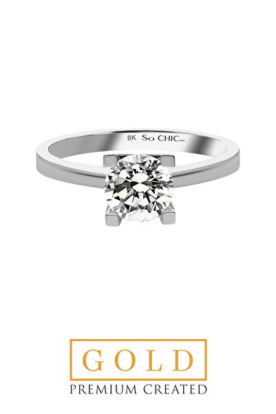 So CHIC... Beyaz Altın Sertifikalı Premium Created Taşlı 0.90 CT Effect Tektaş Yüzük