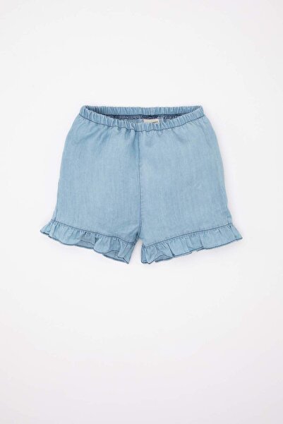 DeFacto Set bluză și pantaloni scurți cu volane cu aspect Jean pentru fetiță - C9540a524sm