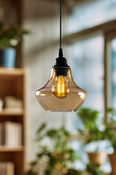 AmberLED Dazzle Tekli Cam Sarkıt Aydınlatma, Ev, Ofis, Cafe, Restoran Avizeleri, E27 Duy