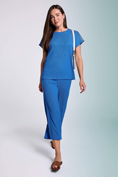 DeFacto Bürümcük Kapri Pantolon Wide Leg Geniş Bol Paça Cepli C8779AX24SP