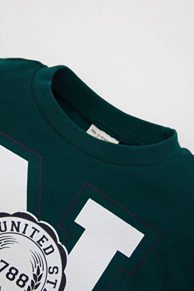 DeFacto Baby Boy 2 τμχ Σετ εμπριμέ κοντομάνικο μπλουζάκι με ελαστικό σορτς μέσης κάτω C6011A524SM