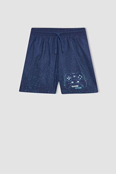 DeFacto Boys' 2-Piece Set Printed Short Sleeve T-Shirt and Swim Shorts C1395A824Hs