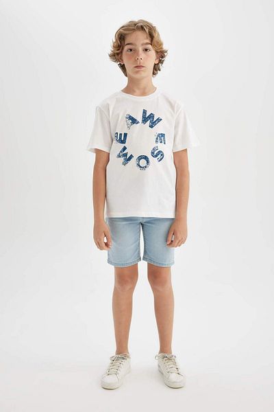 DeFacto Boy's Crew Neck Printed Short Sleeve T-Shirt D0436A824Sm
