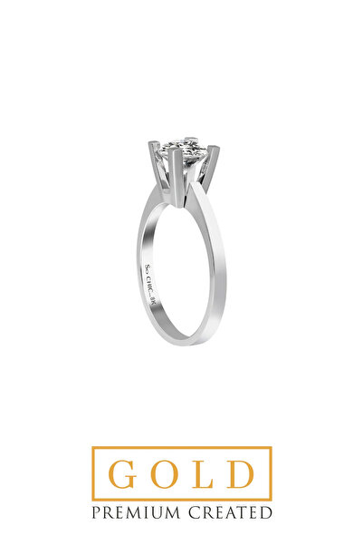 So CHIC... Beyaz Altın Sertifikalı Premium Created Taşlı 0.90 CT Effect Tektaş Yüzük