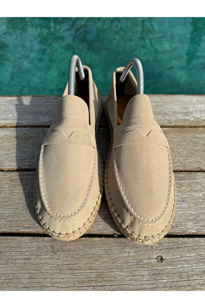 by selvi Lukka Shoes Lotus Men's Faux Leather Beige Loafer Espadrille