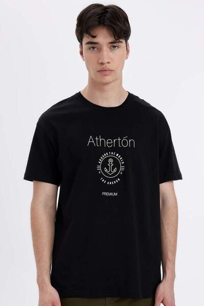 DeFacto Bedrucktes Kurzarm-T-Shirt mit normaler Passform und Rundhalsausschnitt C6240AX24HS