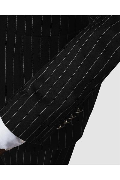 echol Ech.2443 Double Breasted White Striped Suit