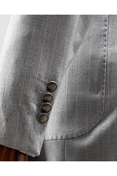 echol Ech.2443 Kruvaze Beyaz Çizgili Takım Elbise