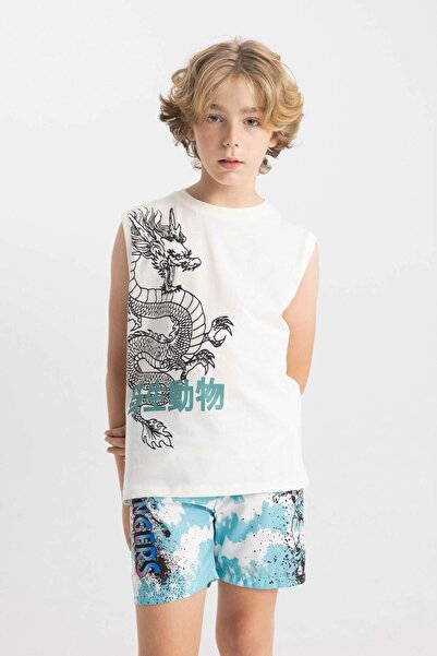 DeFacto Boy's Printed Crew Neck Tank Top - C5109A824HS