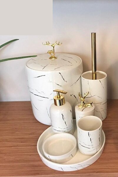 AROW Ri̇ki̇ 5-Piece Bathroom Set 2 Pcs - White