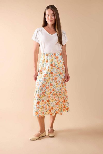 DeFacto Floral Patterned A-Line Midi Skirt A5957Ax24Hs