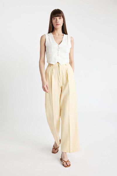 DeFacto Linen Blended Wide Leg Pants Wide Leg High Waist D043