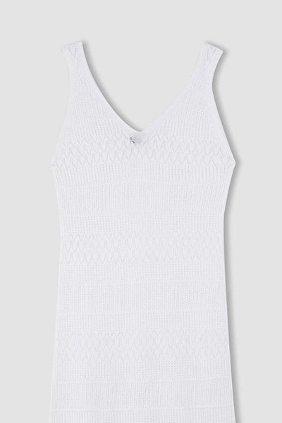 DeFacto Rochie midi albă, fără mâneci, croșetată D3325AX24SM