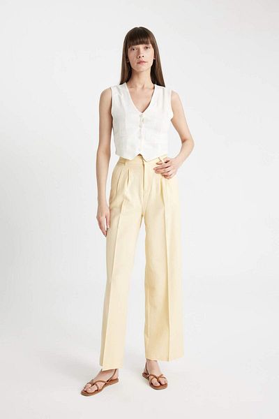 DeFacto Linen Blended Wide Leg Pants Wide Leg High Waist D043