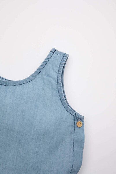 DeFacto Set bluză și pantaloni scurți cu volane cu aspect Jean pentru fetiță - C9540a524sm