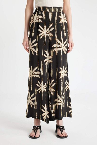 DeFacto Marokkanische Culotte mit Muster, elastischer Taille, weites Bein, lange Länge C9118ax24sm