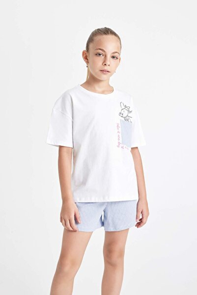 DeFacto Kız Çocuk Disney Dumbo Pijama Takımı Kısa Kollu Üst Şort C8518A824SM