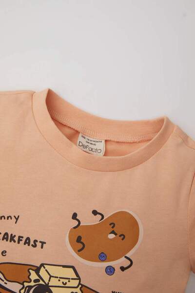 DeFacto Baby Boy Pajama Set Combed Cotton Printed Short Sleeve Top Shorts C3534A524Hs